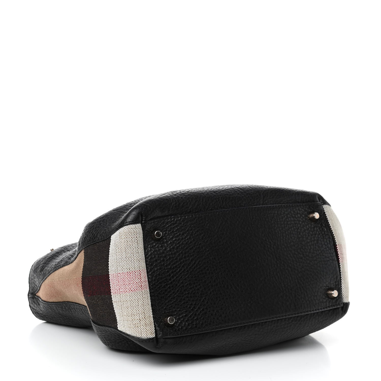 Burberry Grainy Calfskin House Check Small Maidstone Black 3 of 4