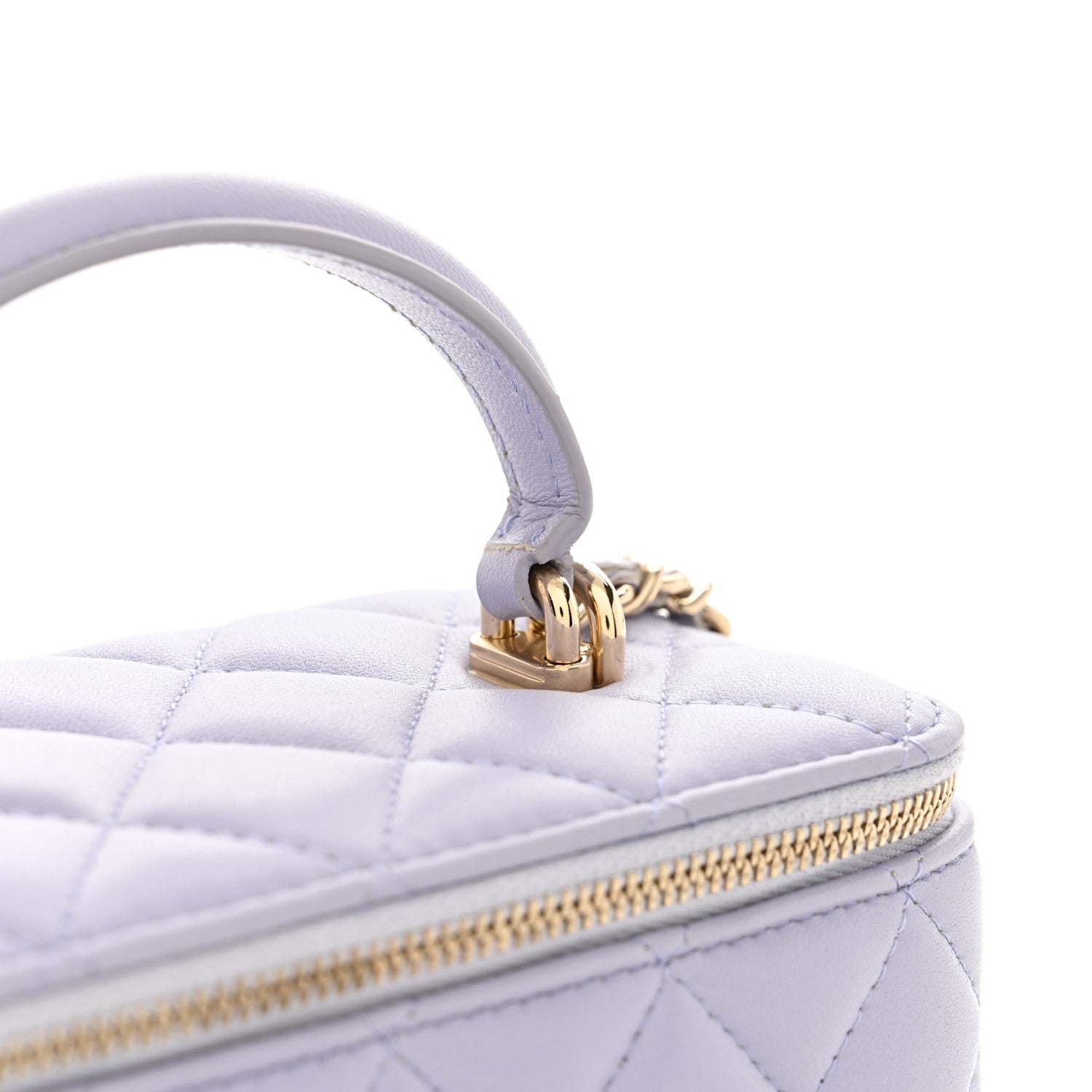 Chanel Lambskin Quilted Small Top Handle Vanity Case With Chain Light Purple 12 of 12