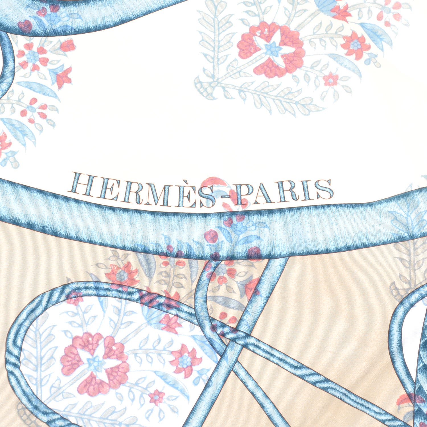 Hermes Silk Coup de Fouet Scarf 140 Rose Poudre Sable Blue Jean 3 of 5
