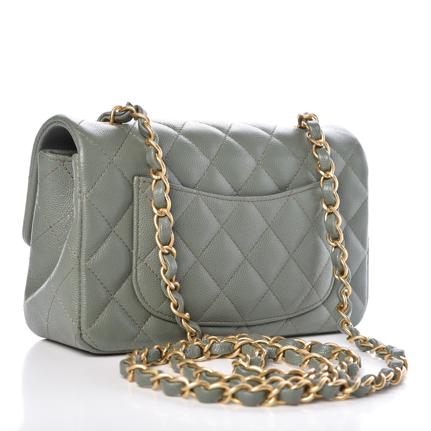 Chanel Iridescent Caviar Quilted Mini Rectangular Flap Green 3 of 10