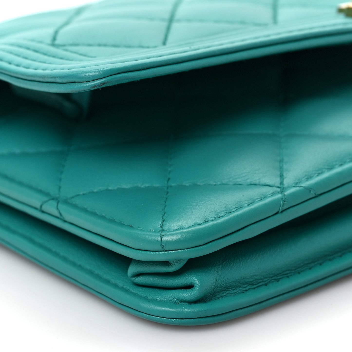 Lambskin Quilted Boy Wallet On Chain WOC Turquoise