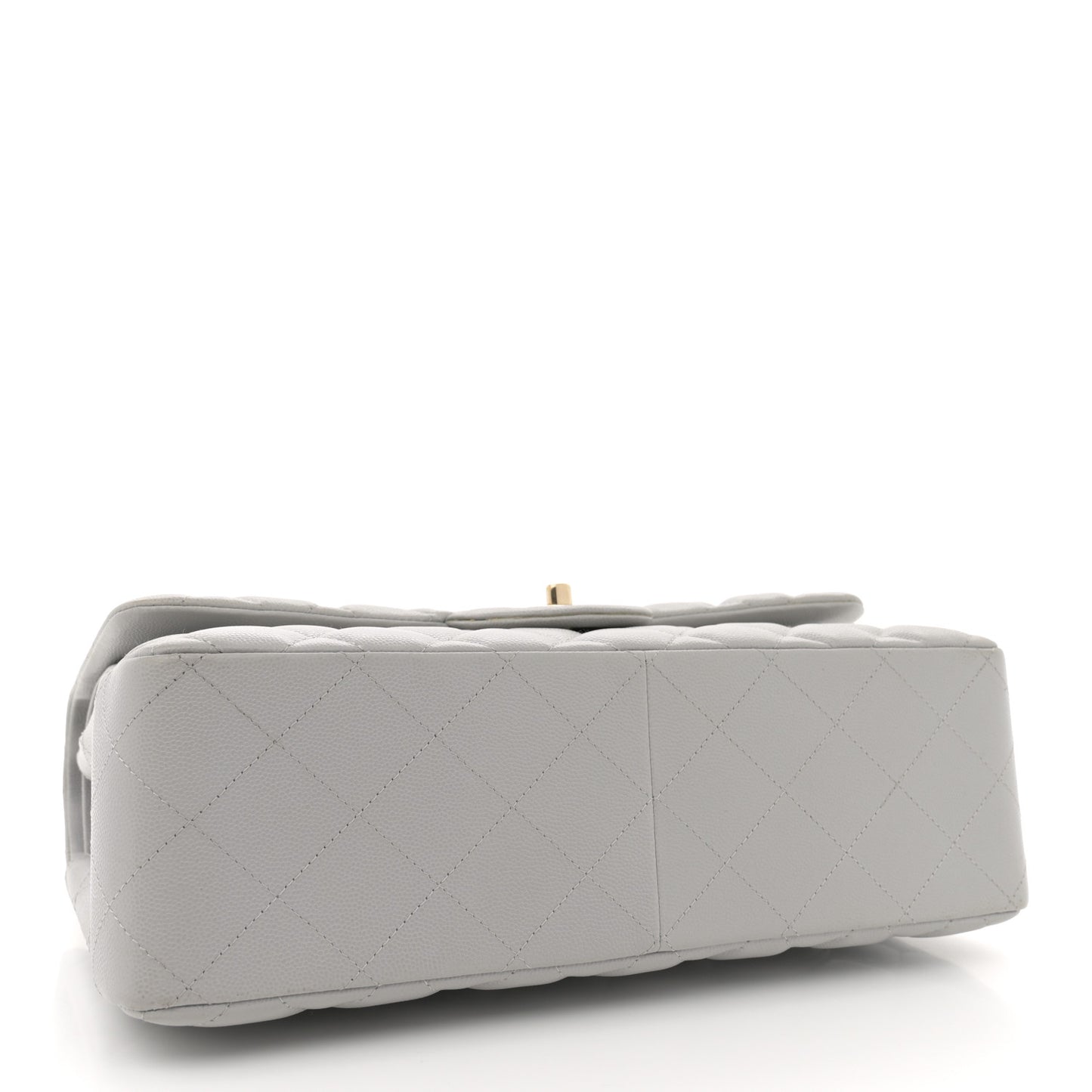Caviar Quilted Jumbo Double Flap Grey