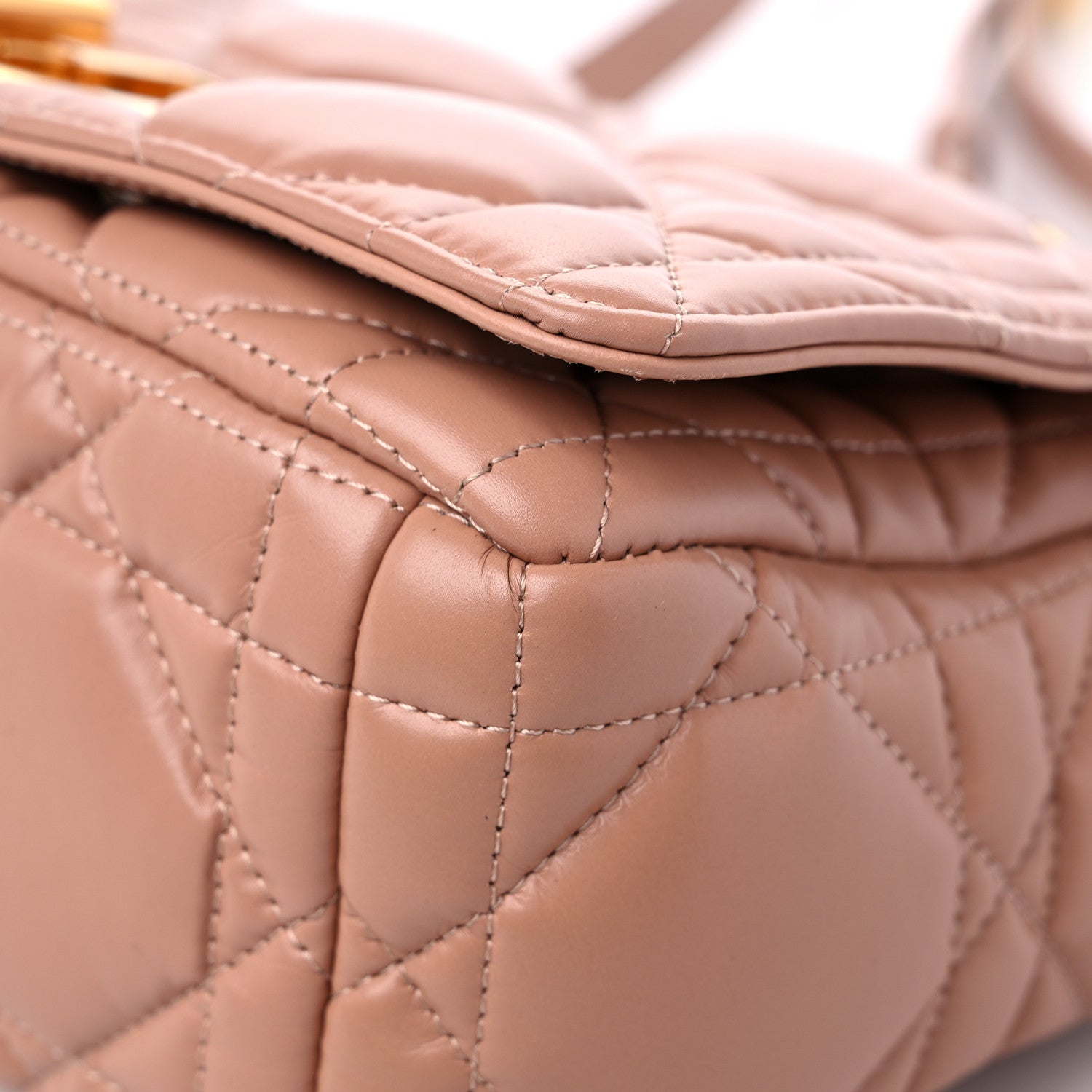 Christian Dior Calfskin Macrocannage Medium Caro Bag Rose De Vents 9 of 14