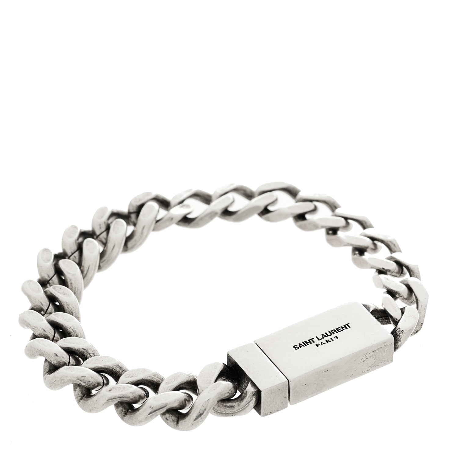 Saint Laurent Metal Curb Chain Bracelet Oxidized Silver 1 of 4