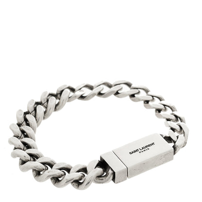 Saint Laurent Metal Curb Chain Bracelet Oxidized Silver 1 of 4