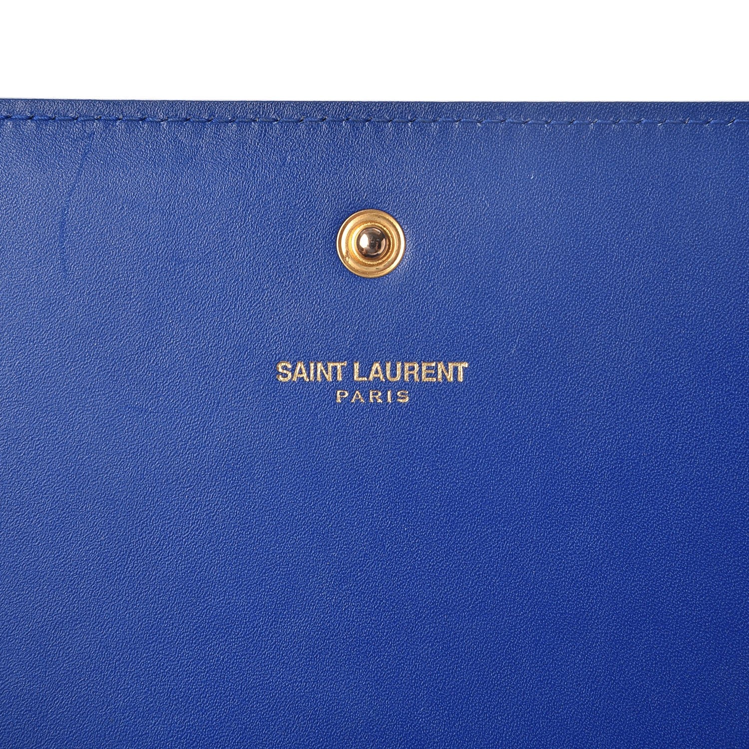 Saint Laurent Calfskin Monogram Chain Wallet Royal Blue 6 of 8