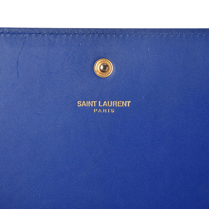 Saint Laurent Calfskin Monogram Chain Wallet Royal Blue 6 of 8