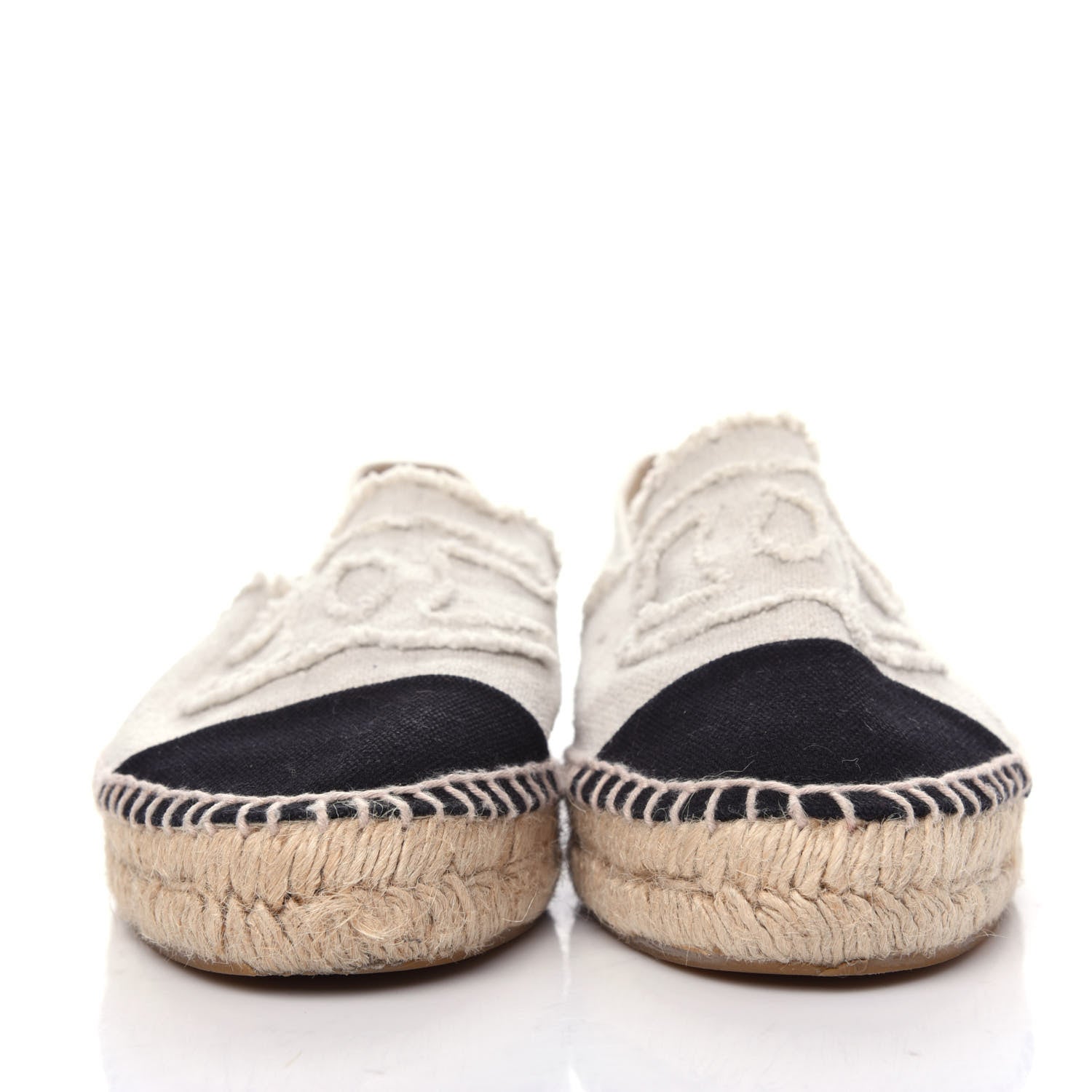 Chanel Linen CC Espadrilles 40 Beige Black 2 of 11