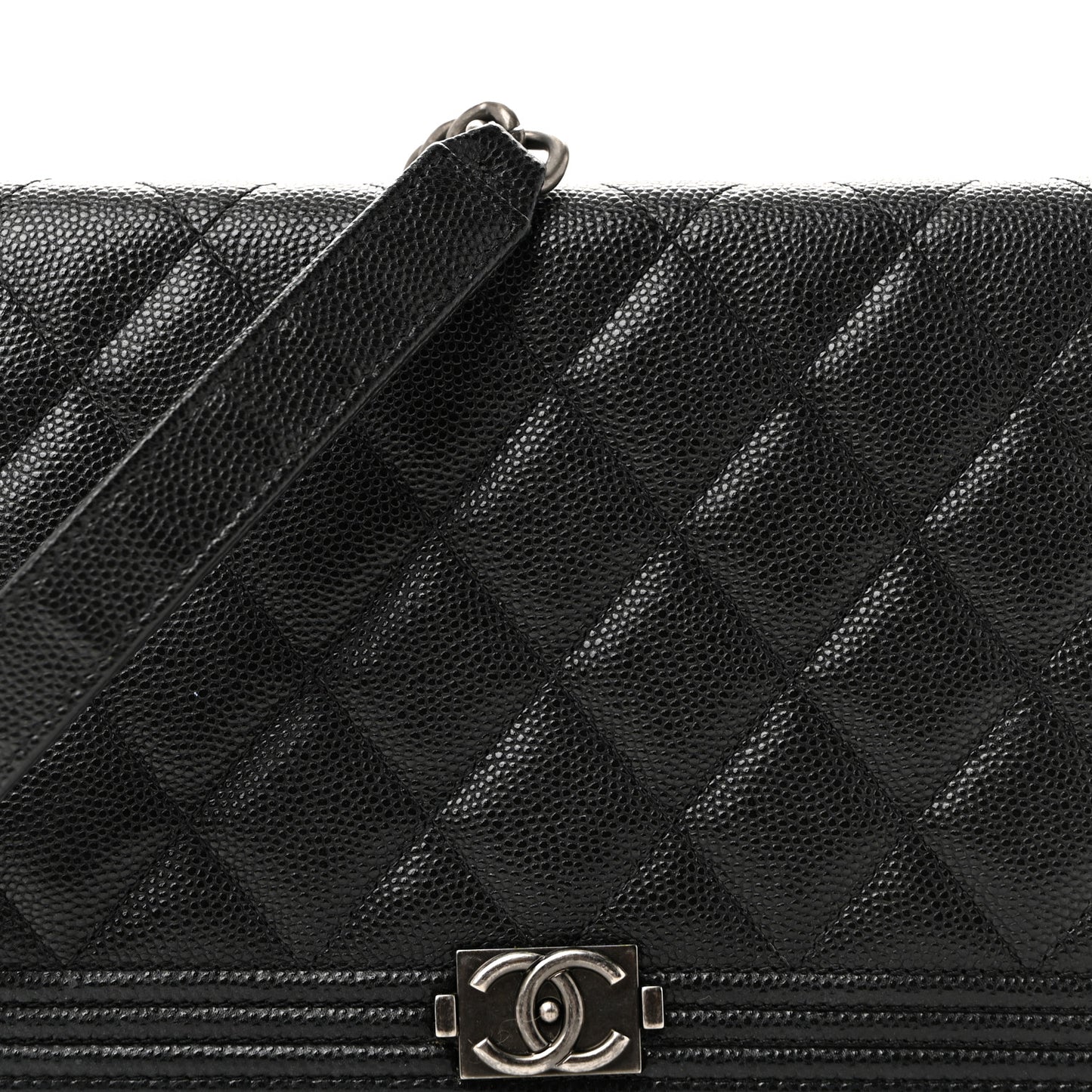 Caviar Quilted Boy Wallet On Chain WOC Black