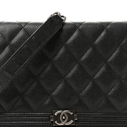 Chanel Caviar Quilted Boy Wallet On Chain WOC Black 9 of 12