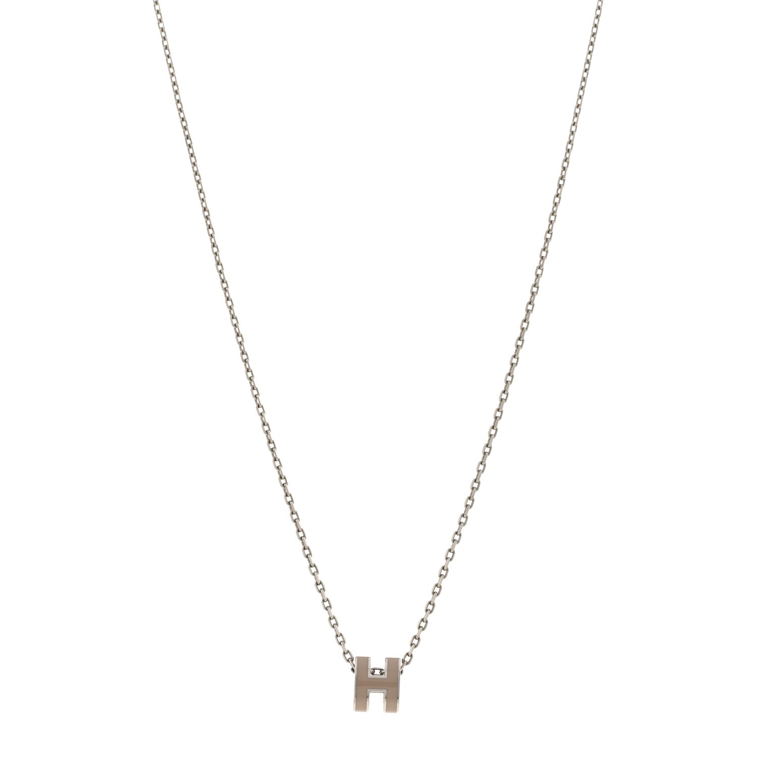 Hermes Palladium Mini Pop H Pendant Necklace Marron Glace 1 of 7