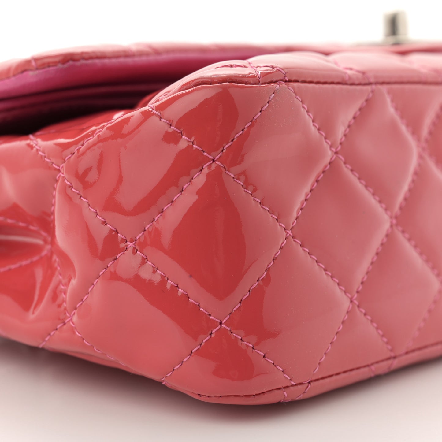 Patent Quilted Medium Double Flap Pink