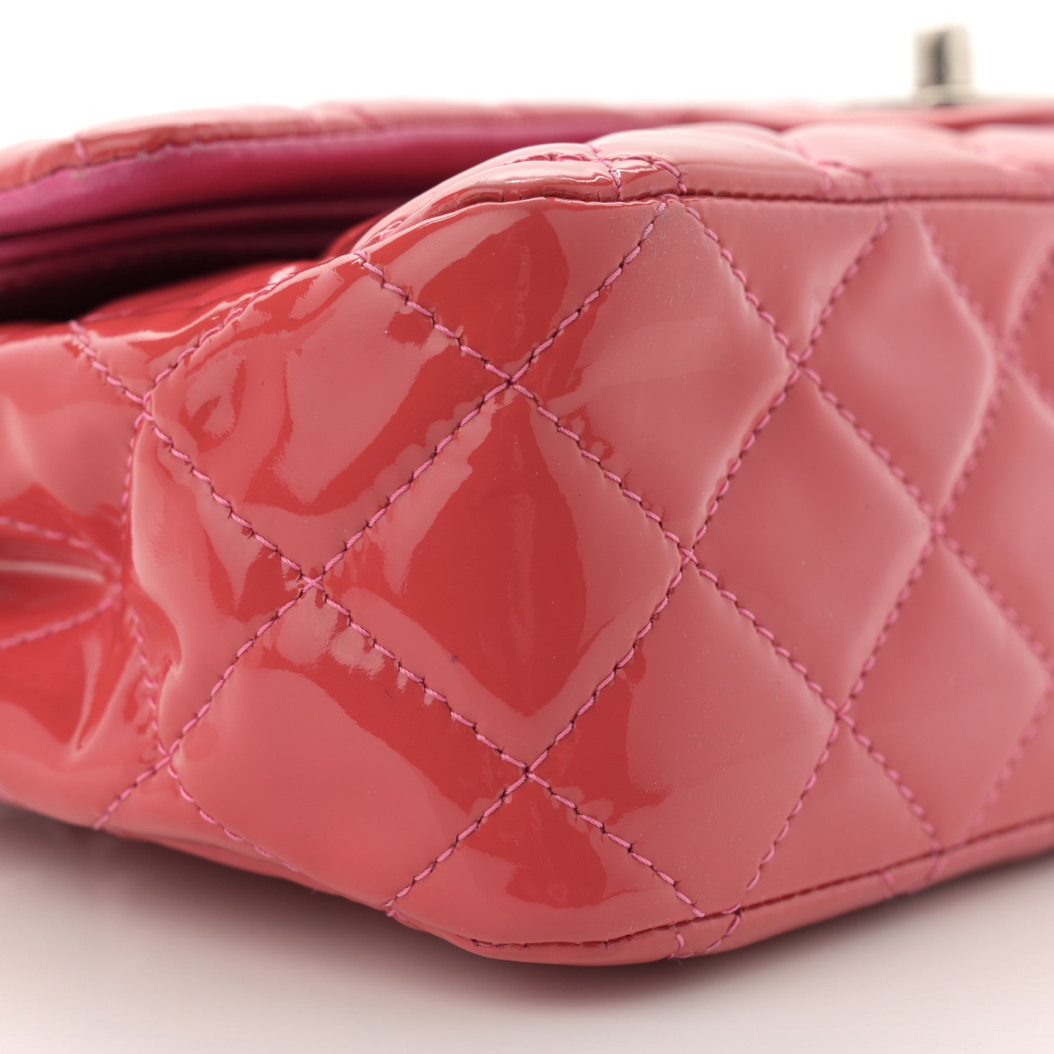 Chanel Patent Quilted Medium Double Flap Pink 9 of 15