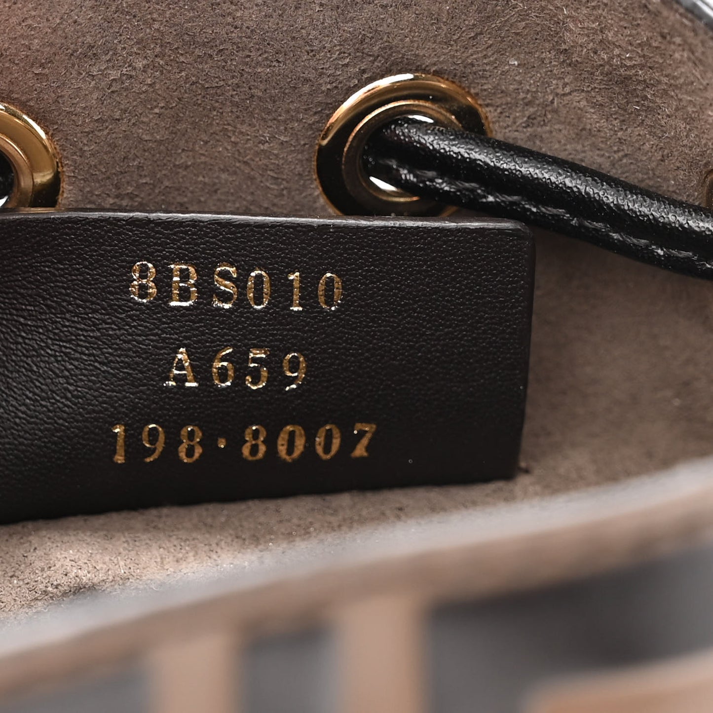 Vitello Liberty F is Fendi Bi-Color FF 1974 Embossed Mini Mon Tresor Bucket Bag Maya Black