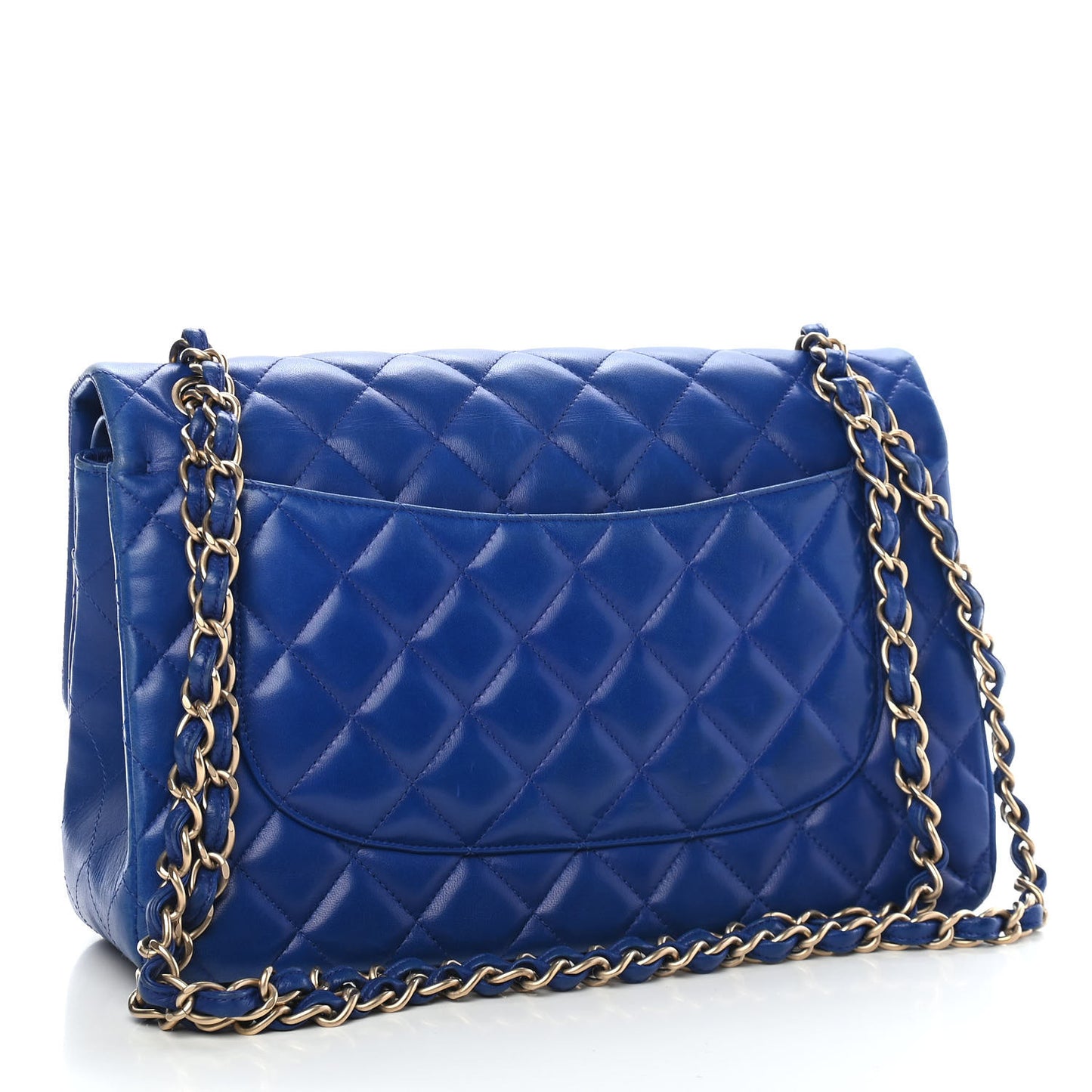 Lambskin Quilted Jumbo Double Flap Blue