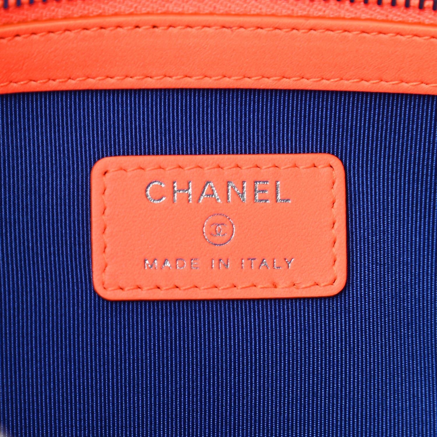 Chanel Mixed Fibers Medium Deauville Pouch Clutch Blue Orange 6 of 7
