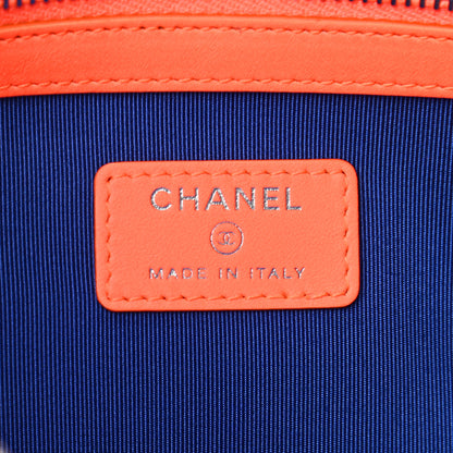Chanel Mixed Fibers Medium Deauville Pouch Clutch Blue Orange 6 of 7