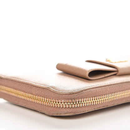 Prada Saffiano Fiocco Bow Zip Around Wallet Cammeo 9 of 10