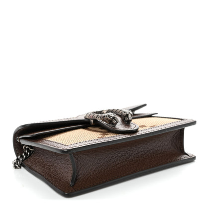 Gucci Monogram Jumbo GG Textured Dollar Calfskin Super Mini Dionysus Shoulder Bag Camel Ebony New Acero 4 of 9