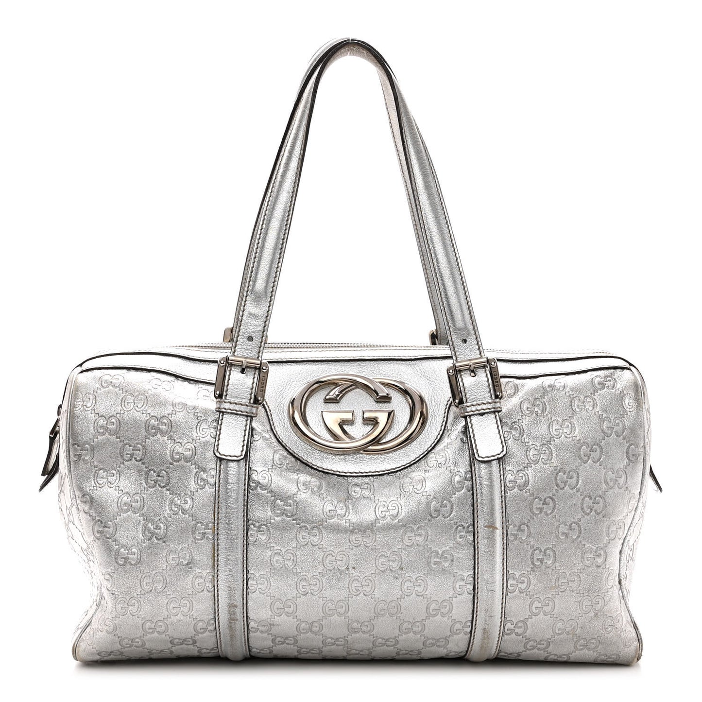 Metallic Guccissima Medium Britt Boston SIlver