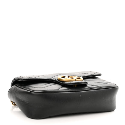 Gucci Calfskin Matelasse Super Mini GG Marmont Shoulder Bag Black 4 of 15
