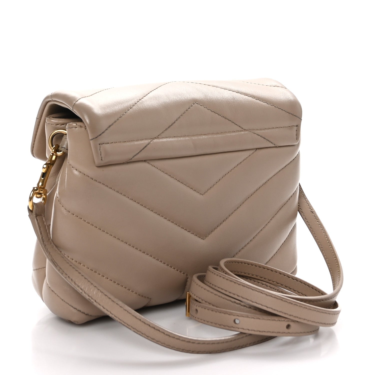Saint Laurent Calfskin Y Quilted Monogram Toy Loulou Crossbody Bag Dark Beige 3 of 10