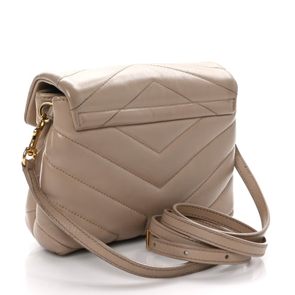 Saint Laurent Calfskin Y Quilted Monogram Toy Loulou Crossbody Bag Dark Beige 3 of 10
