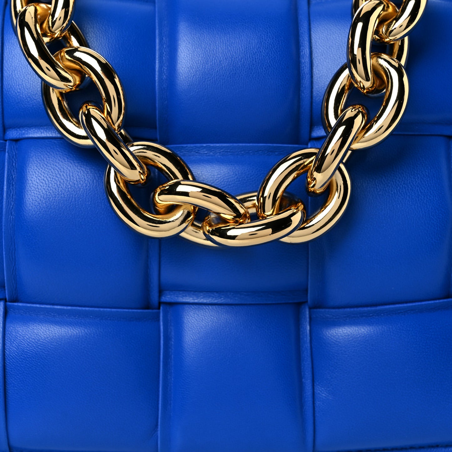 Lambskin Maxi Intreccio Padded Chain Cassette Crossbody Bag Cobalt