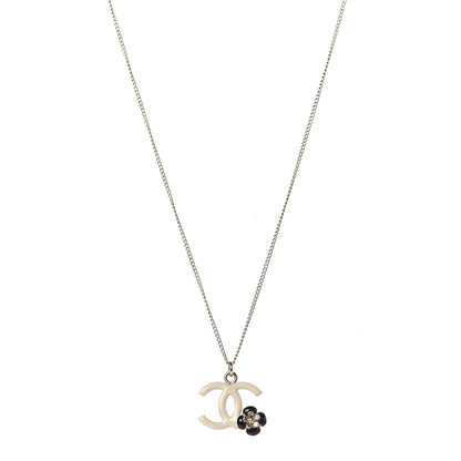 Chanel Enamel CC Camelia Necklace Gold White 1 of 5