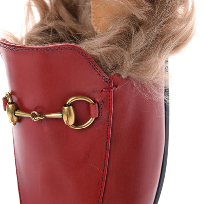 Gucci Betis Glamour Calfskin Fur Womens Princetown Slippers 37.5 Hibiscus Red Naturale 11 of 12
