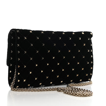 Valentino Garavani Velvet Rockstud Spike Wallet on Chain Black 3 of 9