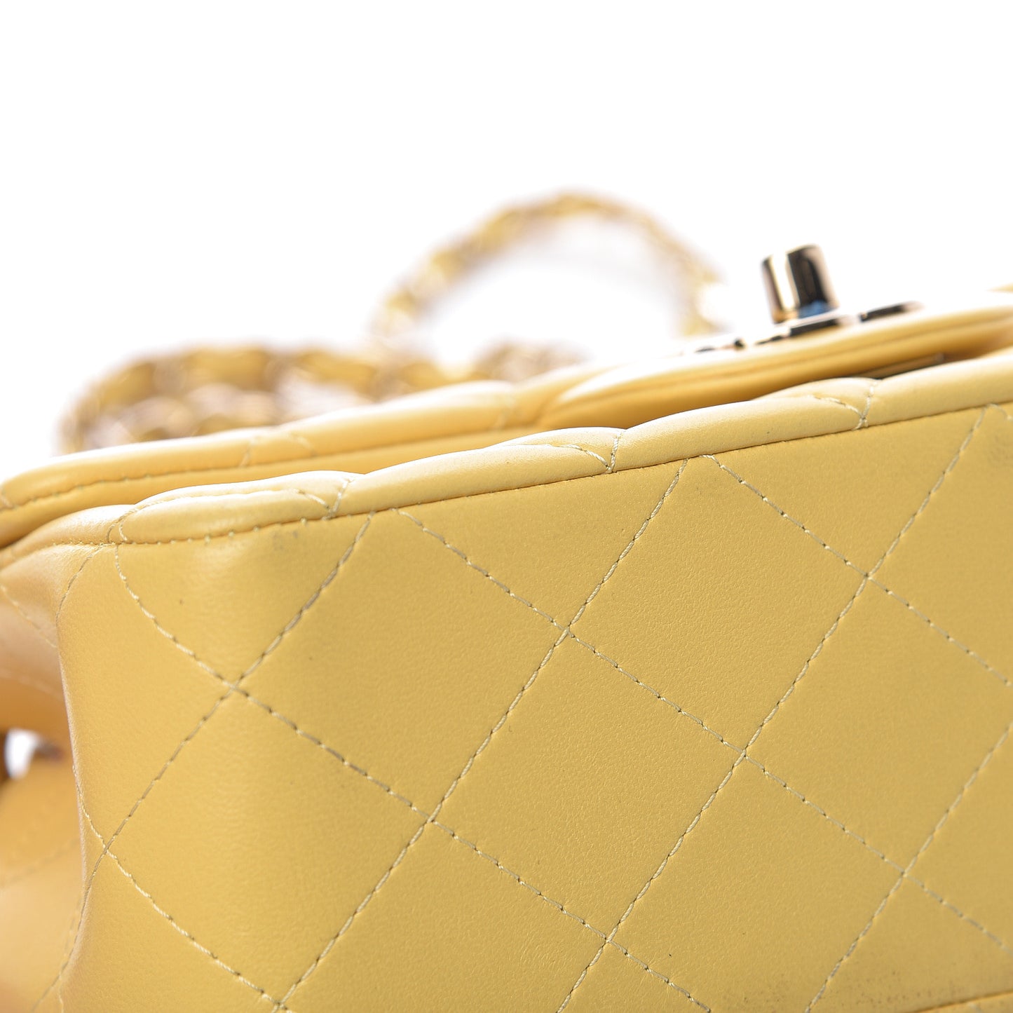 Lambskin Quilted Mini Rectangular Flap Yellow