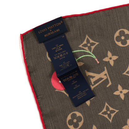 Louis Vuitton LV X TM Silk Cotton Monogram Cerises Square Scarf 55 Brown 3 of 3