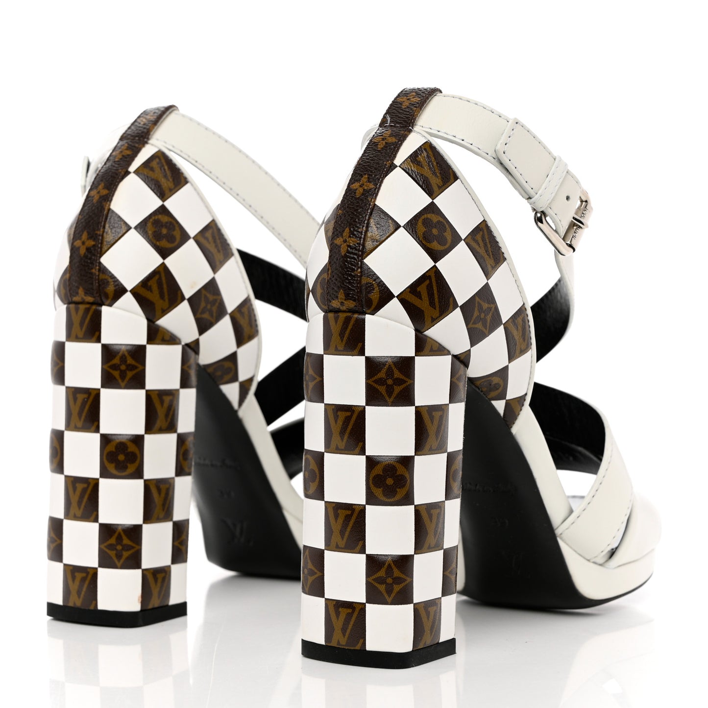 Calfskin Monogram Damier Tressage Matchmake Cross Sandals 39 White