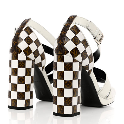 Louis Vuitton Calfskin Monogram Damier Tressage Matchmake Cross Sandals 39 White 4 of 12