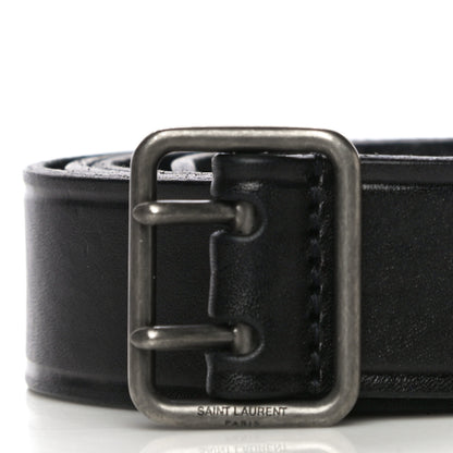 Saint Laurent Smooth Calfskin Square Buckle Belt 95 Black 3 of 10