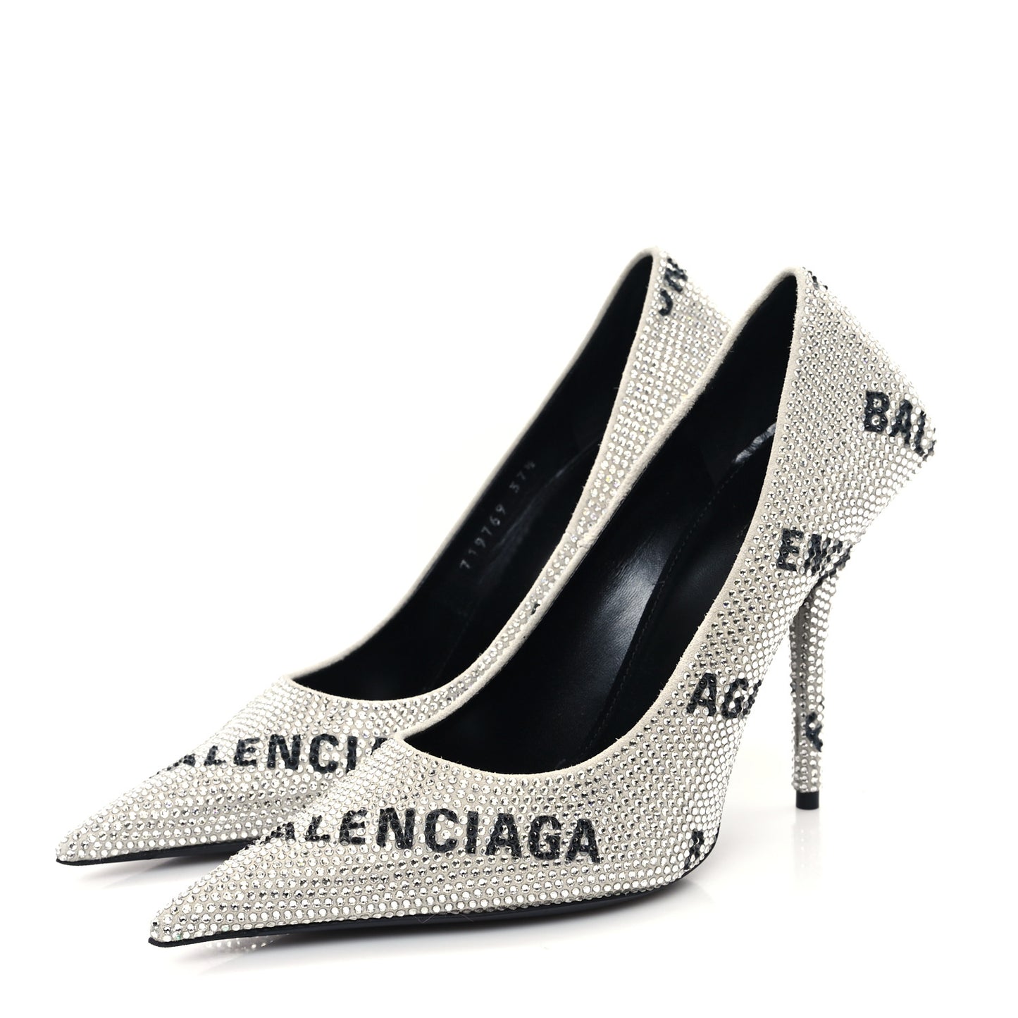 Strass Allover Logo Square Knife 110mm Pumps 37.5 Crystal Black