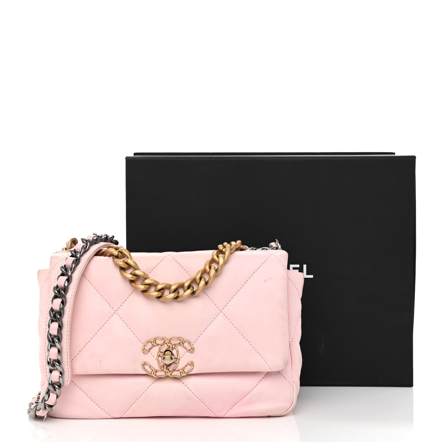 Chanel Lambskin Quilted Medium Chanel 19 Flap Light Pink 17 of 17