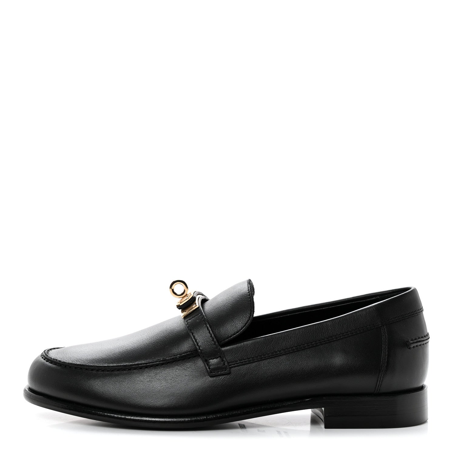 Hermes Calfskin Womens Destin Loafers 37 Black 1 of 12