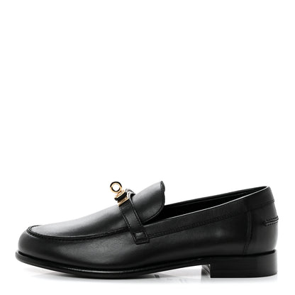 Hermes Calfskin Womens Destin Loafers 37 Black 1 of 12