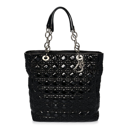 Christian Dior Patent Cannage Dior Soft Shopping Tote Black 1 of 9