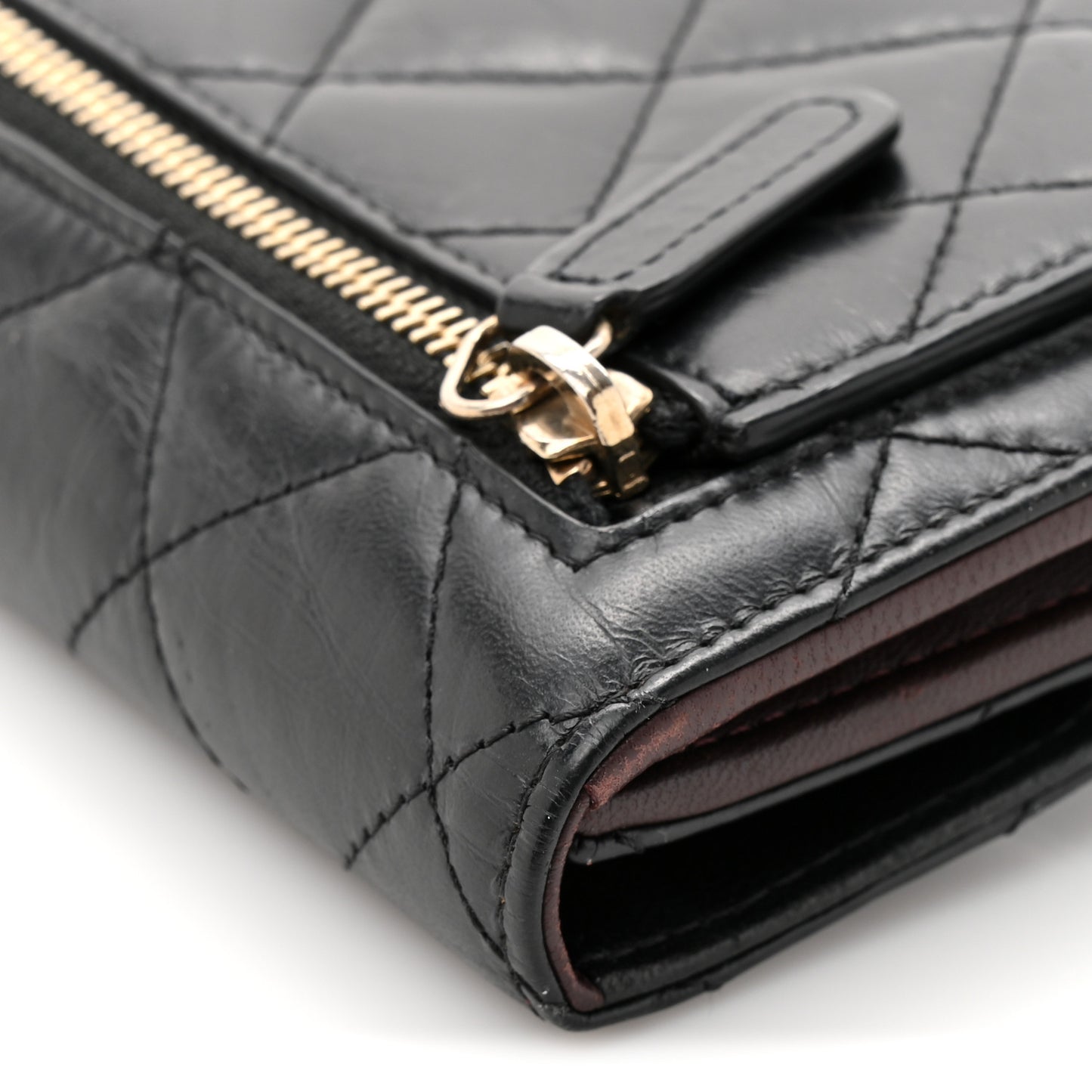 Aged Calfskin Quilted Reissue Compact Wallet Black