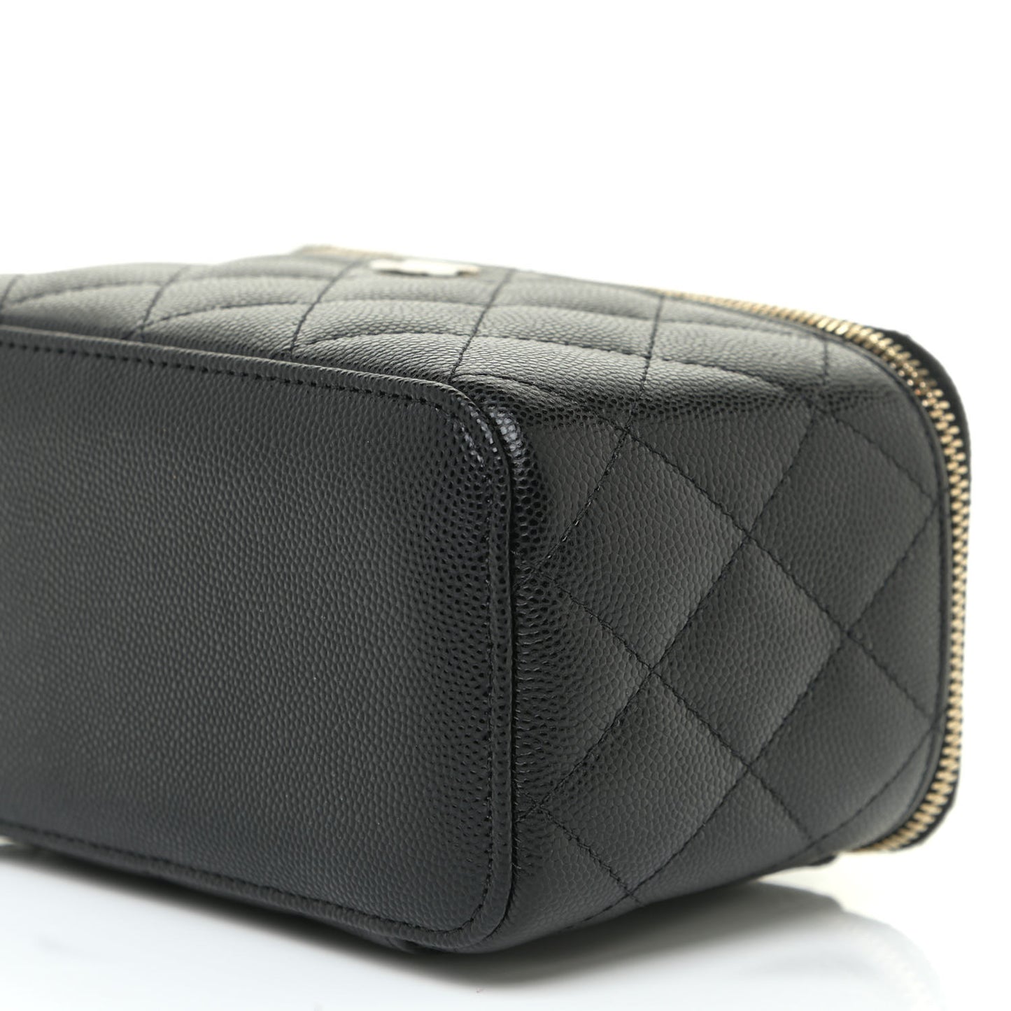 Caviar Quilted Small Vanity Case With Chain Black