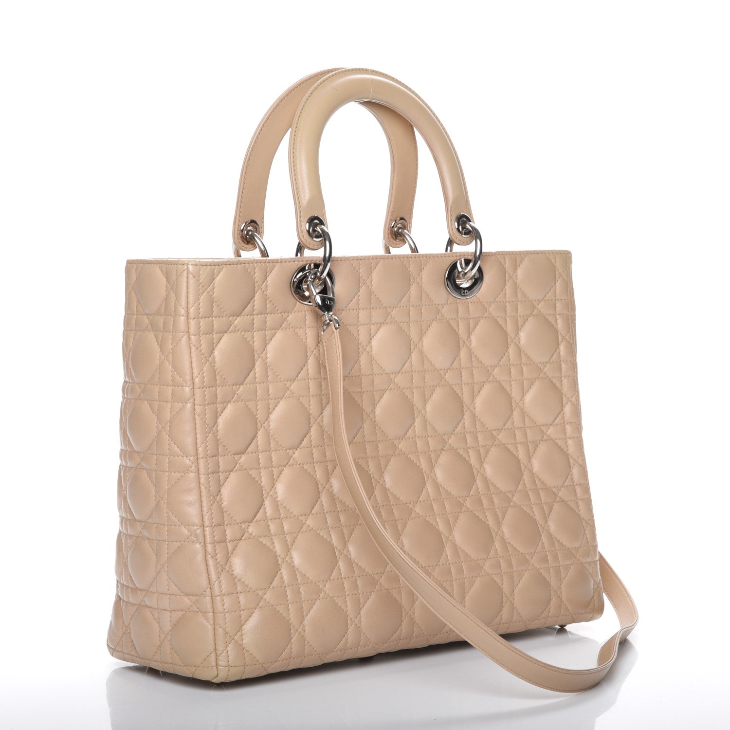 Christian Dior Lambskin Cannage Large Lady Dior Beige 4 of 8