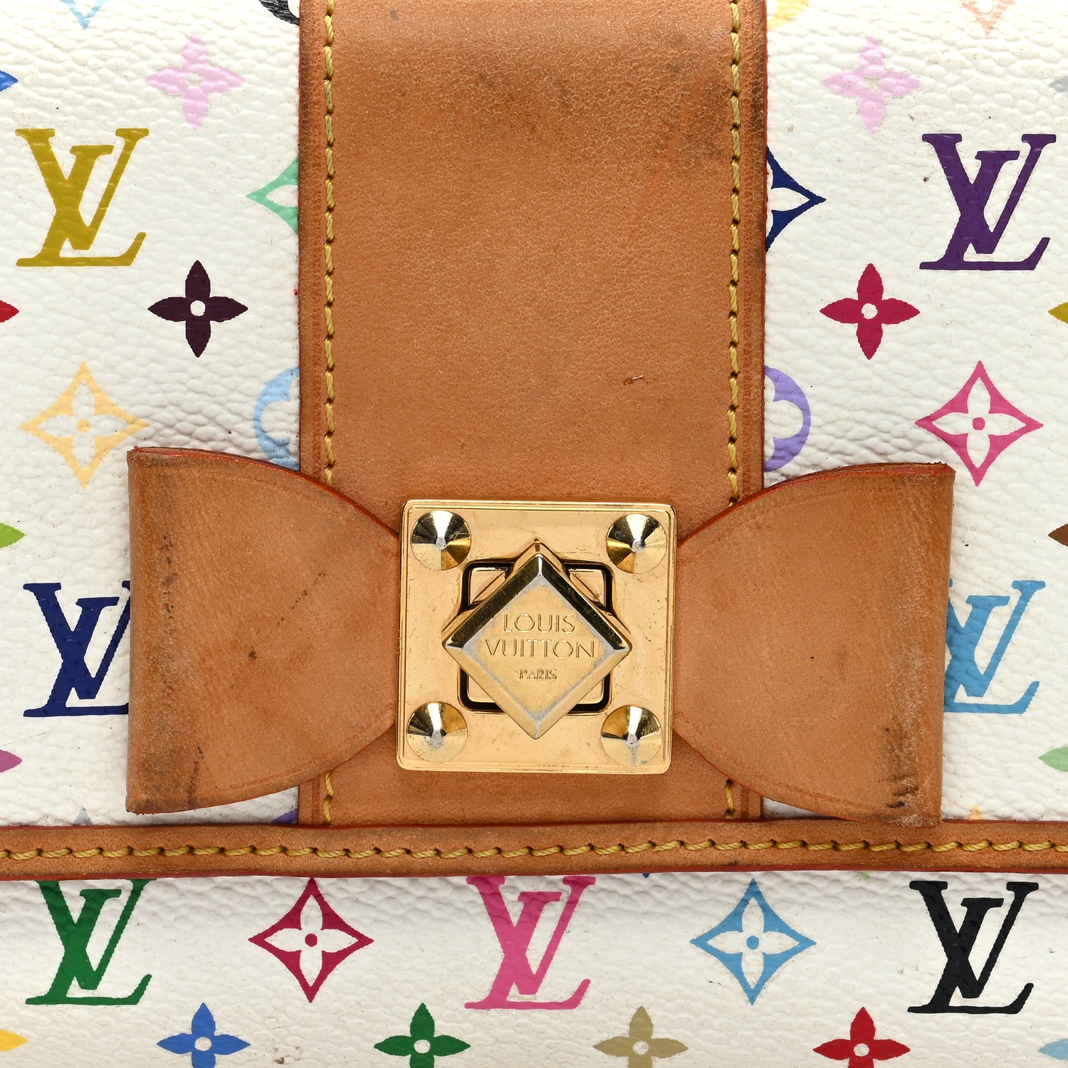 Louis Vuitton LOUIS VUITTON Monogram Multicolor Sarah Noeud Wallet White Litchi 8 of 15