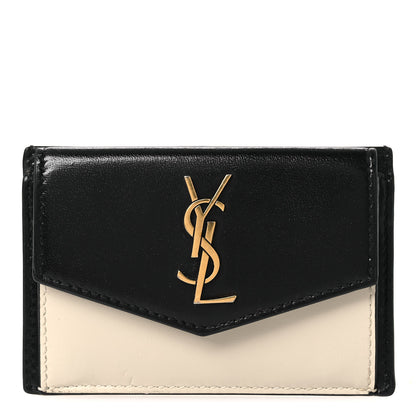 Saint Laurent Calfskin Uptown Monogram Card Case Black Crema 1 of 7