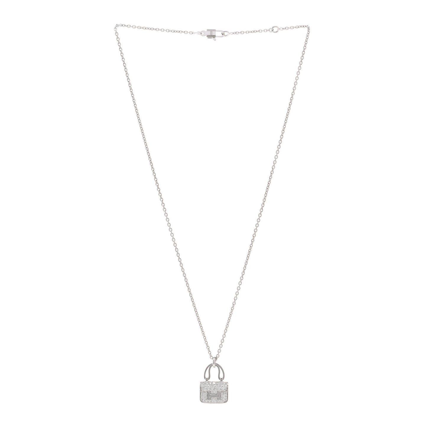 18K White Gold Diamond Constance Amulettes Pendant Necklace