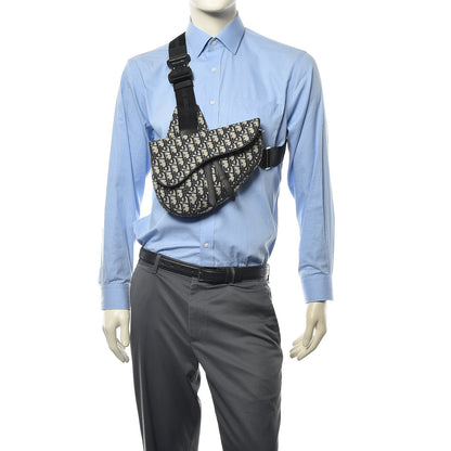Christian Dior Oblique Mens Saddle Bag Blue 2 of 10