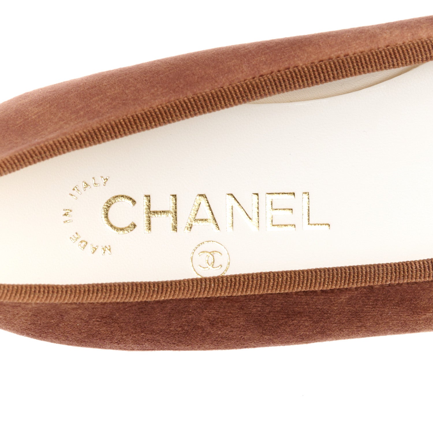 Chanel Velvet Cap Toe CC Ballerina Flats 37.5 Brown Black 8 of 10