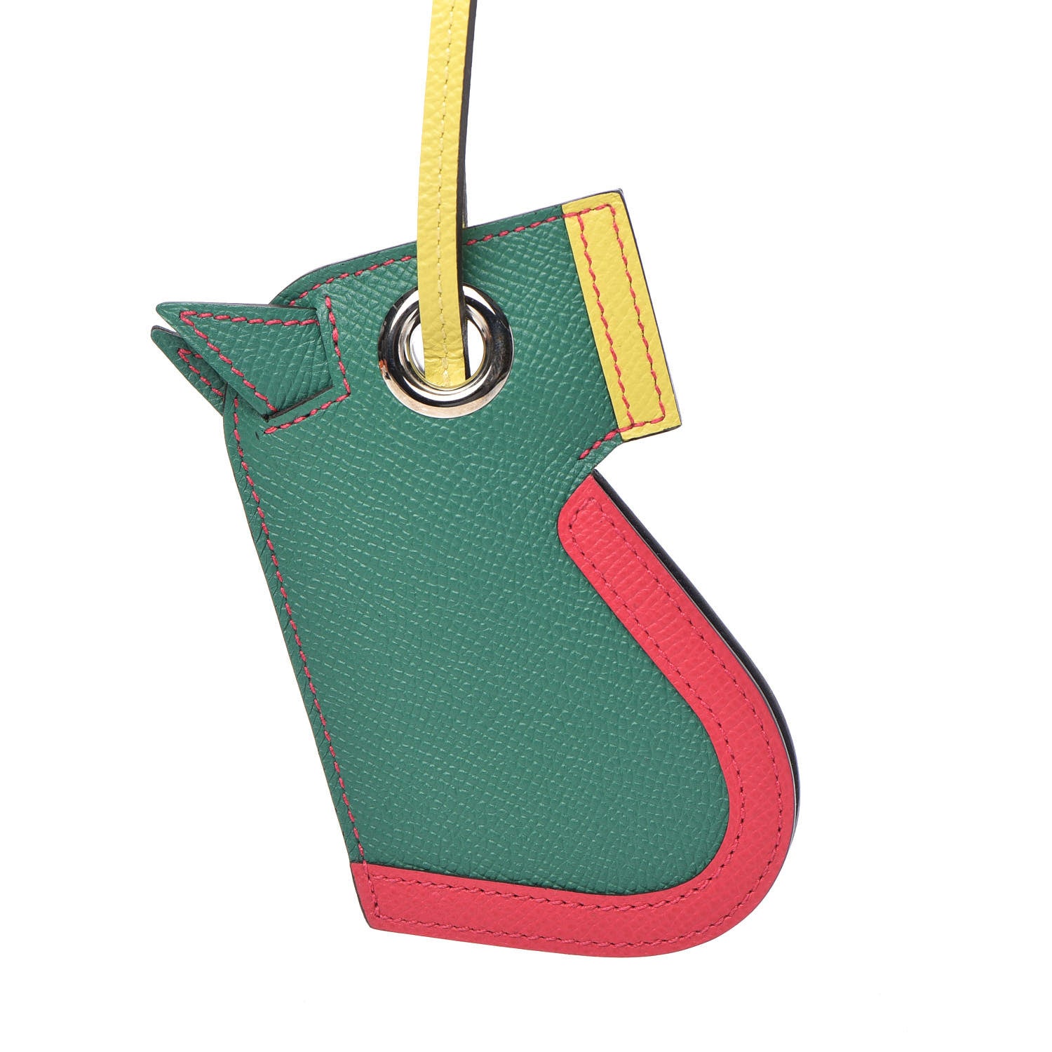 Hermes Epsom Camail Key Holder Malachite Rose Extreme Lime 4 of 6
